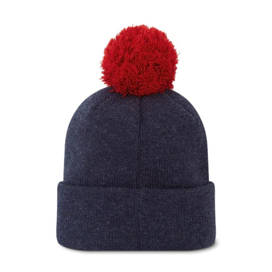 Footjoy - Bonnet FJ Solid- Homme Navy - Pompom Rouge