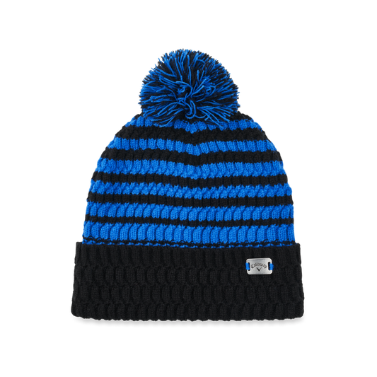 Bonnet de golf pompom bleu callaway à rayure