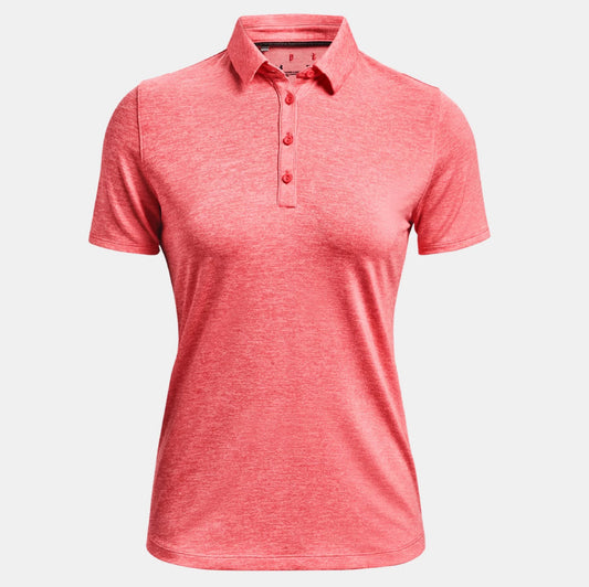 Polo de golf femme under armour à manche courte corail rose
