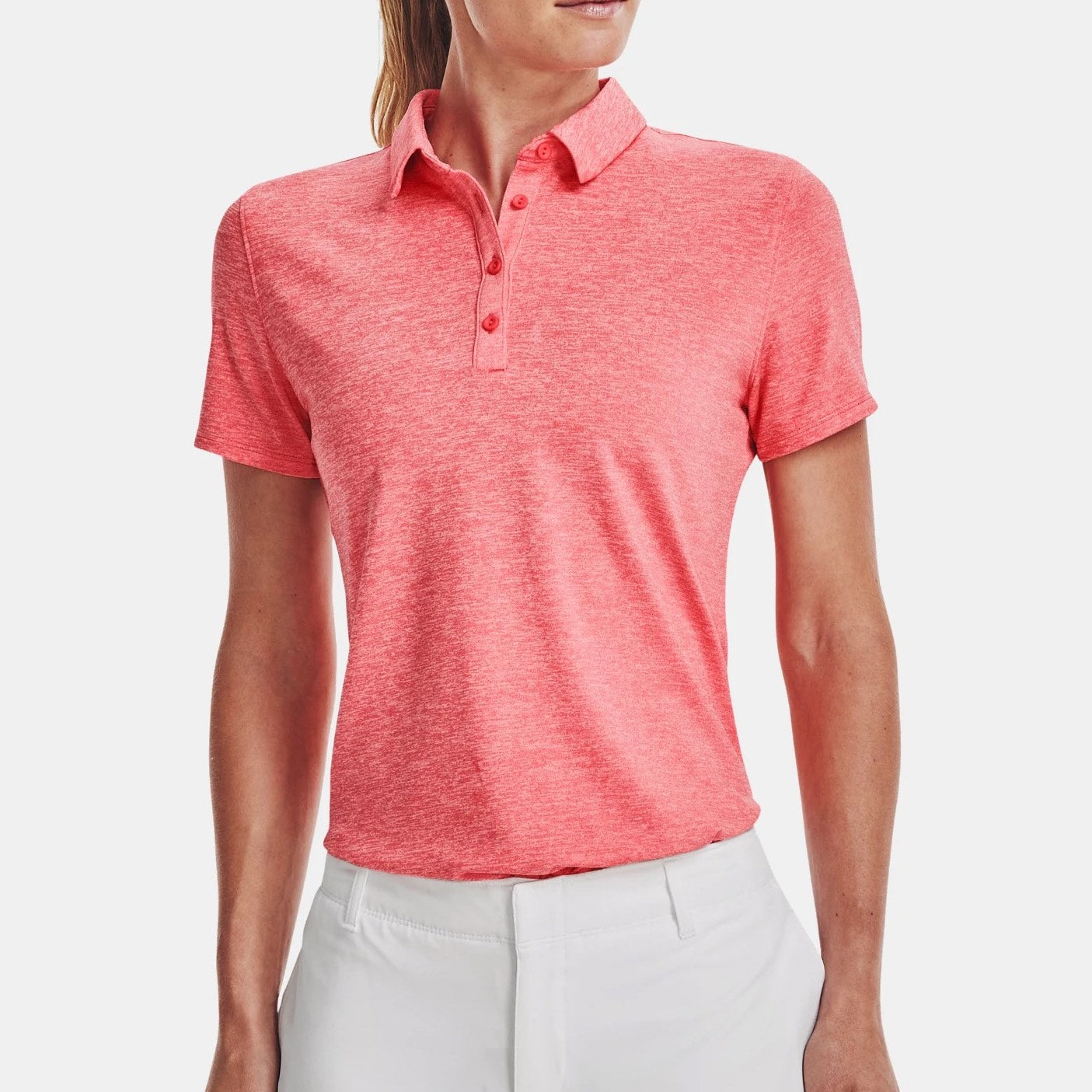 Polo de golf femme under armour à manche courte corail rose