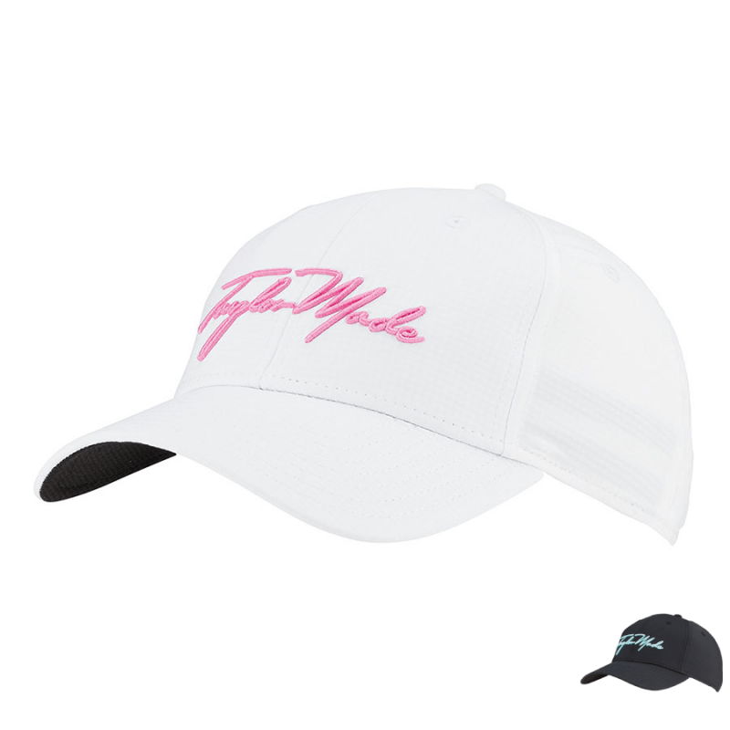 casquette de golf femme blanche et rose taylormade