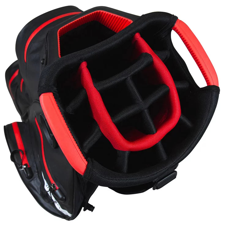 Sac chariot taylormade dry water waterproof imperméable 14 compartiments Noir et Rouge