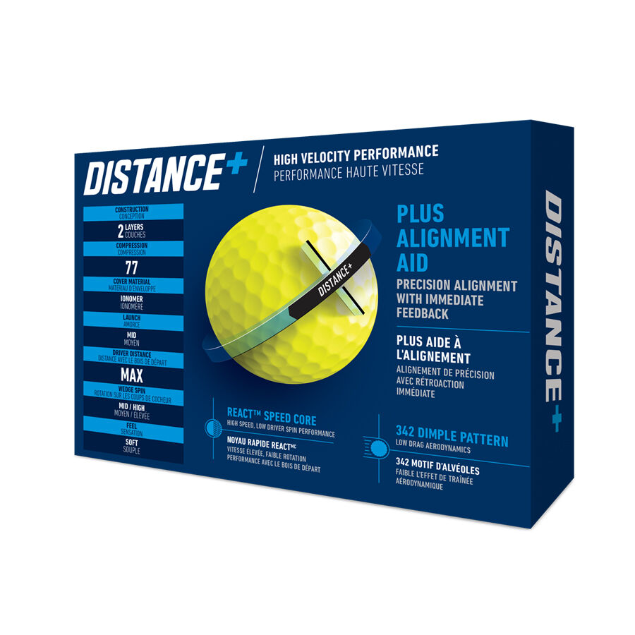 Taylormade - Balles Distance + Jaune - propriétés