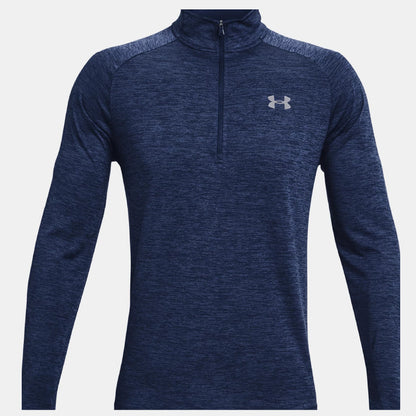 Pull léger under armour bleu avec un zip, spécial golf